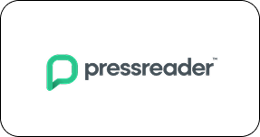 Logo von Pressreader – digitale Plattform für internationale Zeitungen und Zeitschriften.